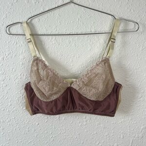 Fortnight Lace Underwire Bra Brown & Beige Made in Canada 36C